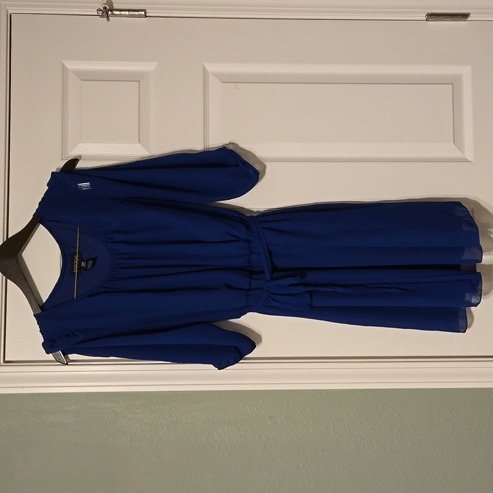 Enfocus Women Beautiful Blue Flowy Knee Length Dress - Size 16w